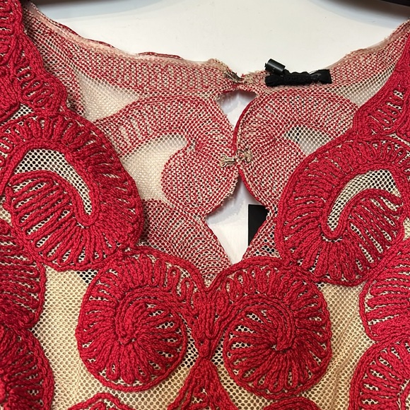 NBD Red Embroidery over Nude Dress-NWT-sz Large - Picture 7 of 15